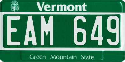VT license plate EAM649