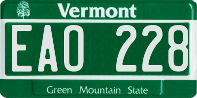 VT license plate EAO228