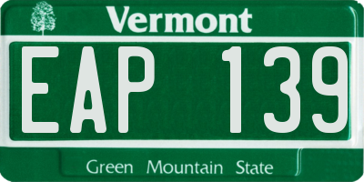 VT license plate EAP139