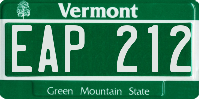 VT license plate EAP212