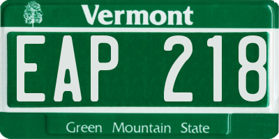 VT license plate EAP218