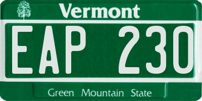 VT license plate EAP230