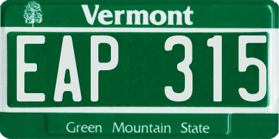 VT license plate EAP315