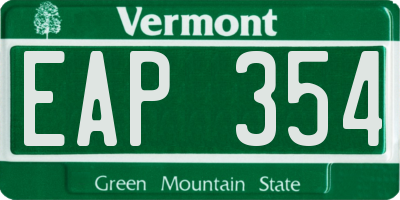 VT license plate EAP354