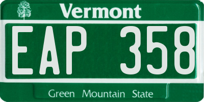 VT license plate EAP358