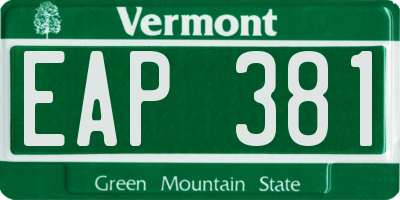 VT license plate EAP381
