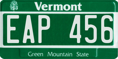 VT license plate EAP456