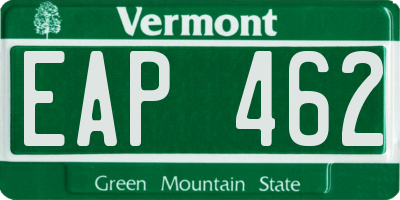 VT license plate EAP462
