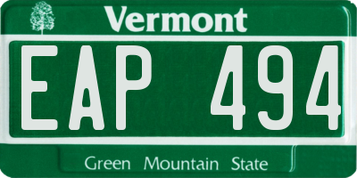 VT license plate EAP494