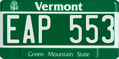 VT license plate EAP553