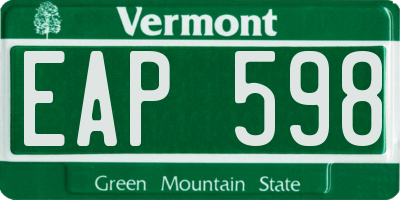 VT license plate EAP598