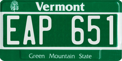VT license plate EAP651