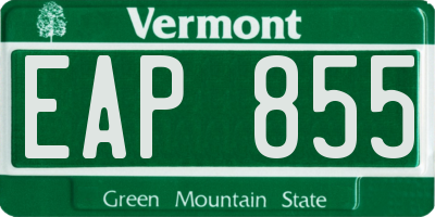 VT license plate EAP855