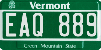 VT license plate EAQ889