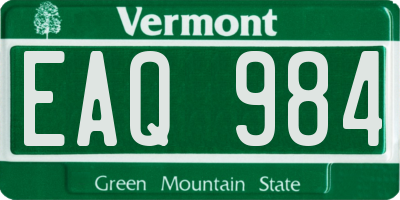VT license plate EAQ984