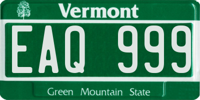 VT license plate EAQ999
