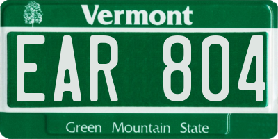 VT license plate EAR804