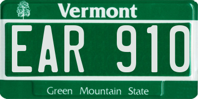 VT license plate EAR910