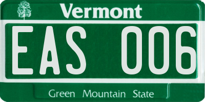 VT license plate EAS006