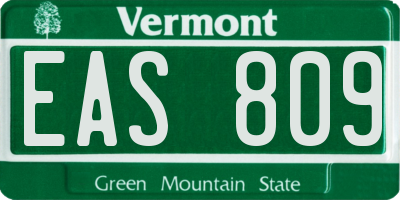 VT license plate EAS809