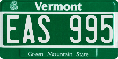 VT license plate EAS995
