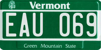 VT license plate EAU069
