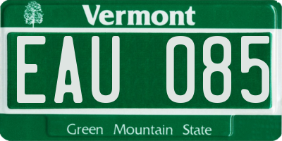 VT license plate EAU085