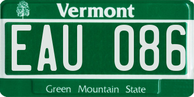 VT license plate EAU086