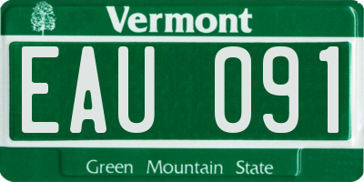 VT license plate EAU091