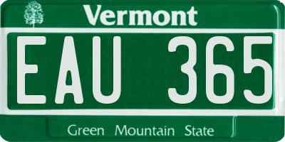 VT license plate EAU365