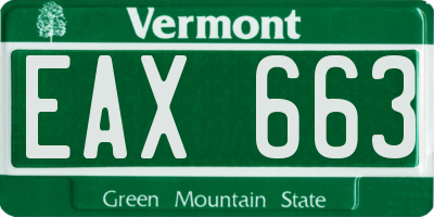 VT license plate EAX663