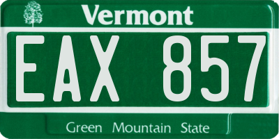 VT license plate EAX857
