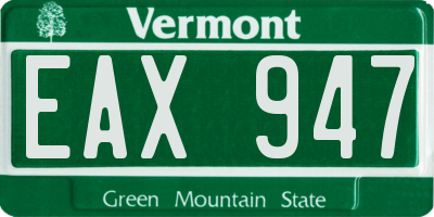 VT license plate EAX947