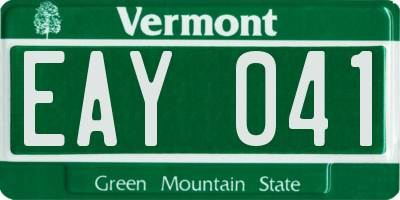 VT license plate EAY041