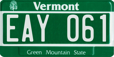 VT license plate EAY061