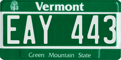 VT license plate EAY443