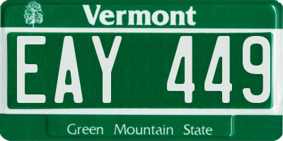 VT license plate EAY449