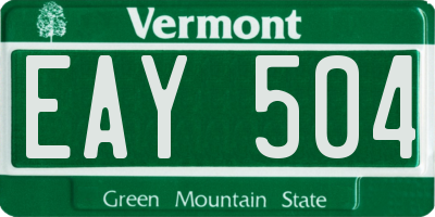 VT license plate EAY504