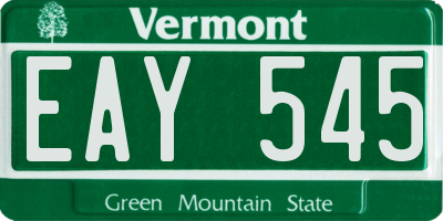 VT license plate EAY545