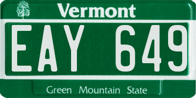 VT license plate EAY649