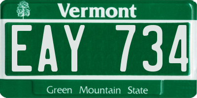 VT license plate EAY734