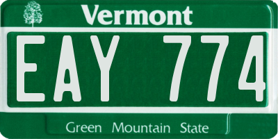 VT license plate EAY774