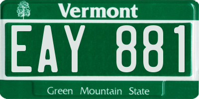 VT license plate EAY881