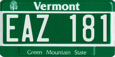 VT license plate EAZ181