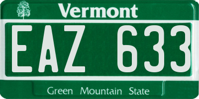 VT license plate EAZ633
