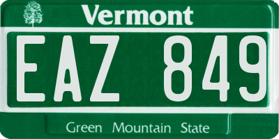 VT license plate EAZ849