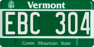 VT license plate EBC304