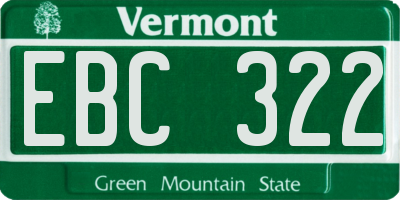 VT license plate EBC322