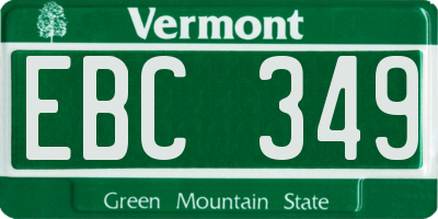 VT license plate EBC349