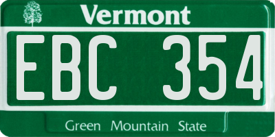 VT license plate EBC354